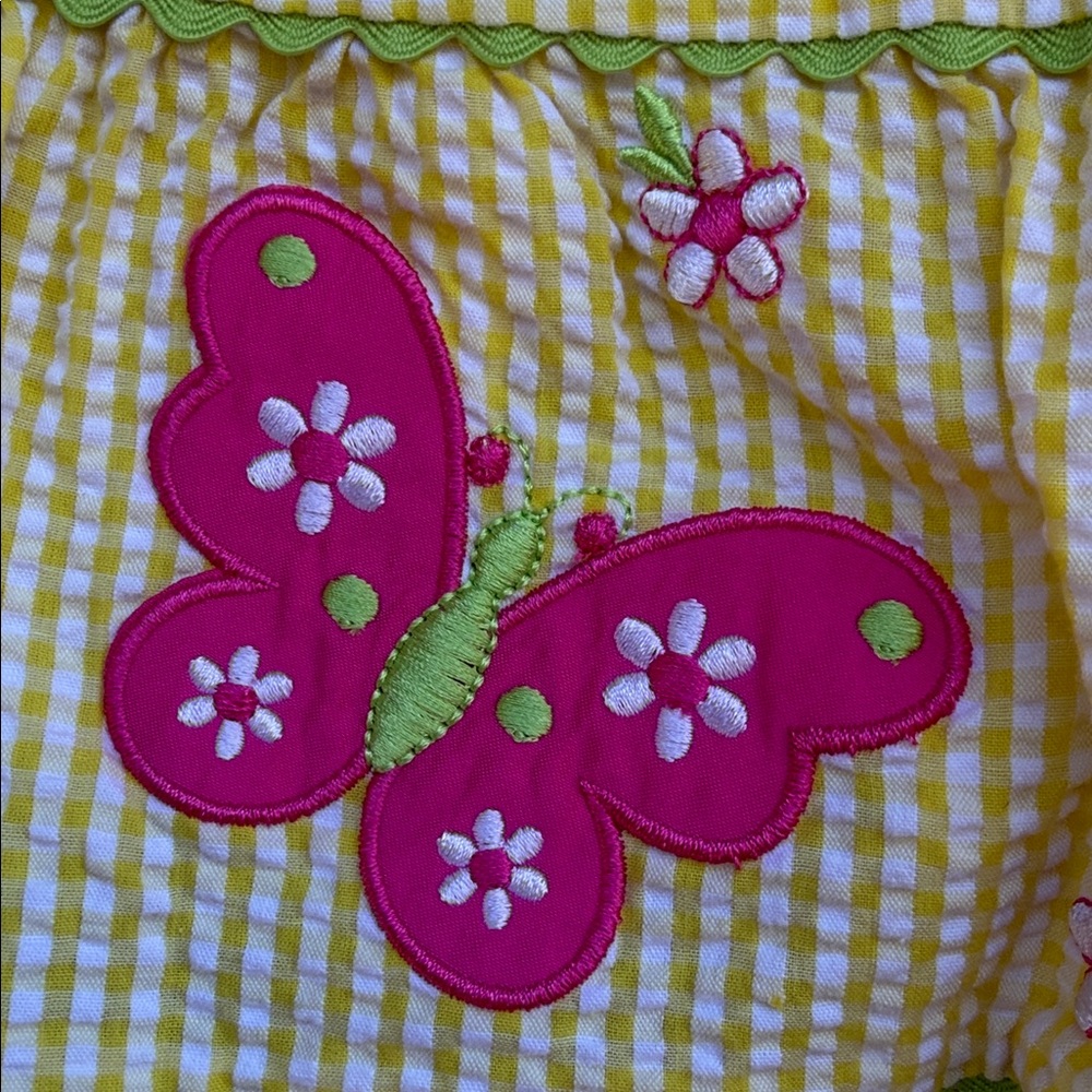 🦋EMILY ROSE Dress Yellow Gingham Pink Butterflies 4T - Picture 3 of 11